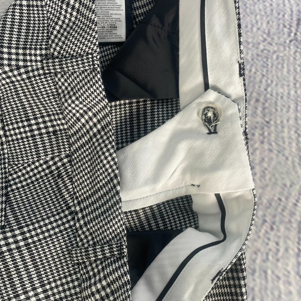 Banana Republic Plaid Houndstooth Cropped Pants Black/White - Picture 6 of 8